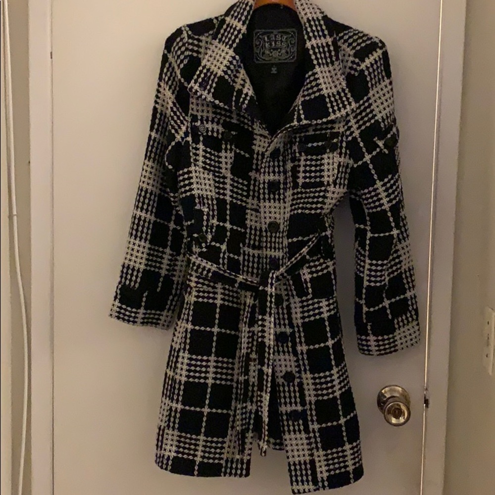 Black and white pea coat